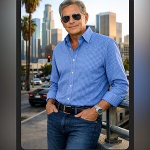 Paul Fredrick Shirt Button Down Long Sleeve Two Ply Cottonbroad Cloth 15 1/2 33